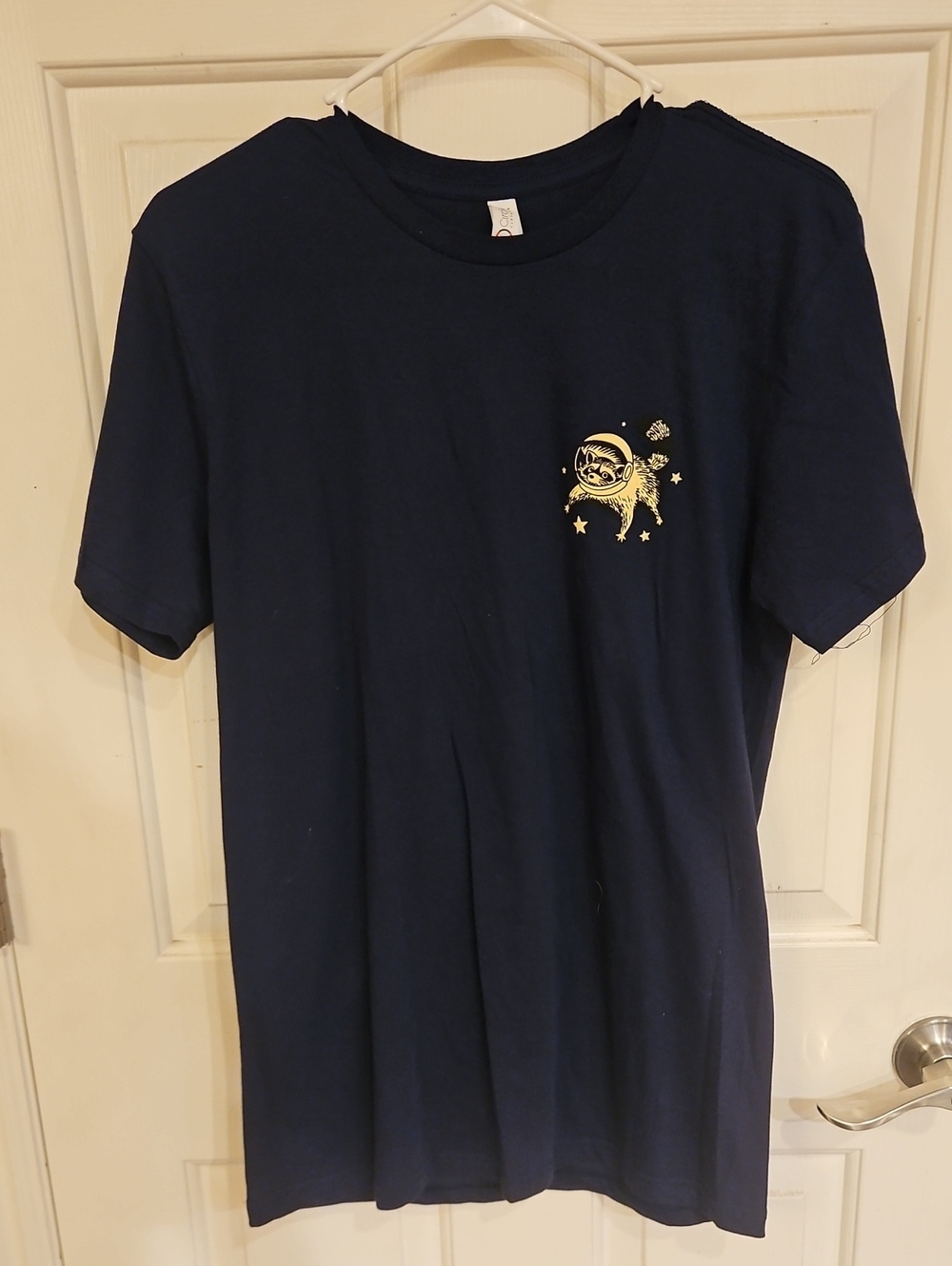 Navy Short-Sleeve Graphic Crew T-Shirt with Gold Astronaut Racoon